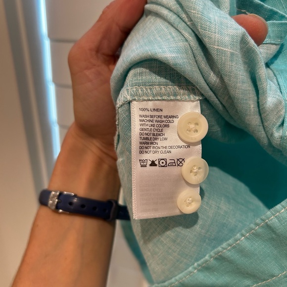 NWT Tommy Bahama Linen Button Up Dress Shirt Seaglass Breezer Long Sleeve Medium - Picture 5 of 8